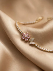 Pink Blossom Butterfly Tennis Bracelet